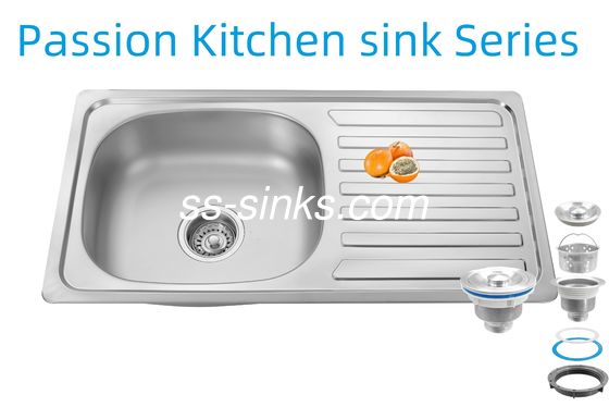 33 X 22 इंच रसोई सिंक के साथ ड्रेनबोर्ड स्टेनलेस स्टील 18/10 क्रोमियम/निकल और सामान कोलेंडर