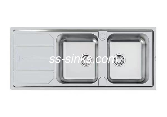 1200 X 500 मिमी के आकार में ड्रेनबोर्ड के साथ स्टेनलेस स्टील रसोई सिंक