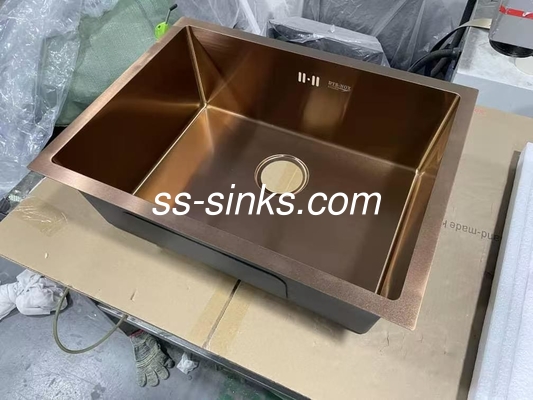 हस्तनिर्मित अंडरमाउंट रंगीन स्टेनलेस स्टील सिंगल बाउल सिंक स्टाइलिश और कार्यात्मक