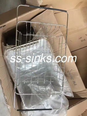स्टेनलेस स्टील ड्रेनर दो-कंपार्टमेंट बेसिन सिंक वाणिज्यिक डिशवॉशिंग दक्षता के लिए
