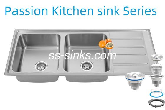 1200 X 500 मिमी कॉर्नर स्टेनलेस स्टील किचन सिंक, आपके रेस्तरां किचन के लिए रियर ड्रेन प्लेसमेंट