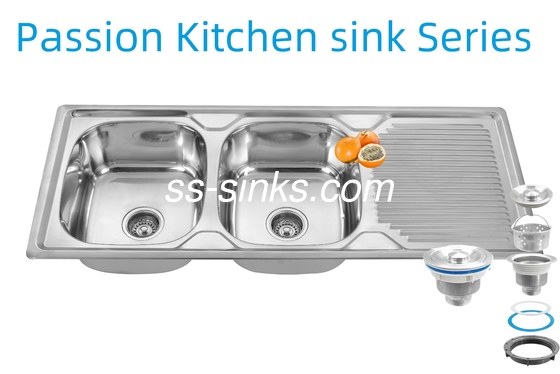 1200 X 500 मिमी एप्रन स्टेनलेस स्टील किचन सिंक 0.6 मिमी/0.8 मिमी/1.0 मिमी मोटाई और उत्पाद आकार के साथ