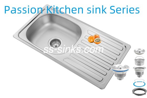 33 X 22 इंच रसोई सिंक के साथ ड्रेनबोर्ड स्टेनलेस स्टील 18/10 क्रोमियम/निकल और सामान कोलेंडर