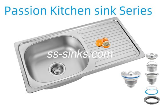 33 X 22 इंच रसोई सिंक के साथ ड्रेनबोर्ड स्टेनलेस स्टील 18/10 क्रोमियम/निकल और सामान कोलेंडर