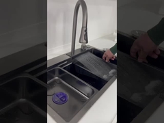 गर्म बिक्री काले रंग स्टेनलेस स्टील हस्तनिर्मित एकल कटोरा सिंक 3 प्रकार के साथ सहायक उपकरण के साथ नल