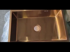 सोने के रंग का स्टेनलेस स्टील किचन सिंक, एक कटोरे का सिंक, ओवरफ्लो छेद के साथ